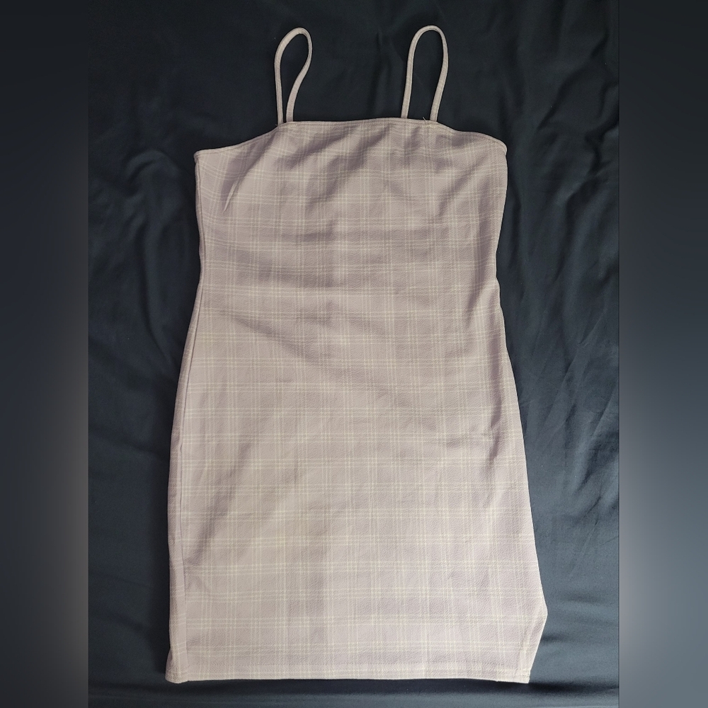 Shein Purple and White Plaid Slit Dress